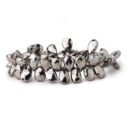 9.5x8-12.5x8mm White Pyrite faceted pear beads 8 inch 45 pieces (ONLINE ORDER ONLY)