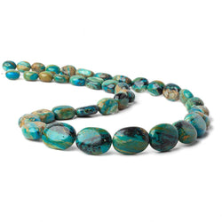 9.5x8.5-19.5x14.5mm Peruvian Blue Opal & Matrix plain oval nuggets 20 inch 37 beads AA (ONLINE ORDER ONLY)