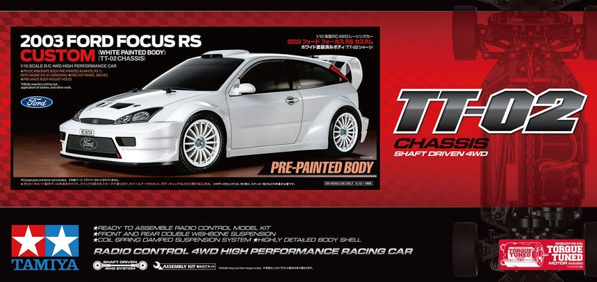 Tamiya 1/10 R/C 2003 4WD Ford Focus RS Custom (White Painted Body) 47495-A (ONLINE ORDER ONLY)