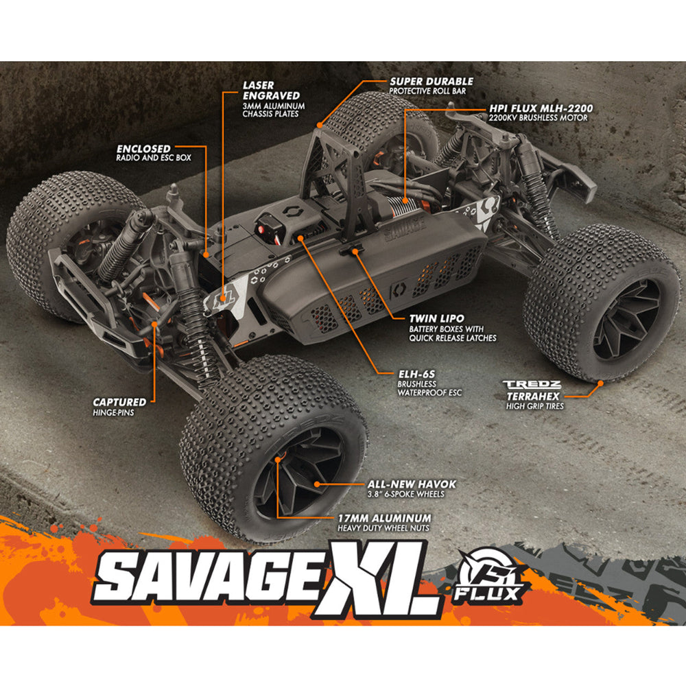 HPI Savage XL FLUX GTXL-6 1/8 4WD RTR Brushless Monster Truck (ONLINE ORDER ONLY)