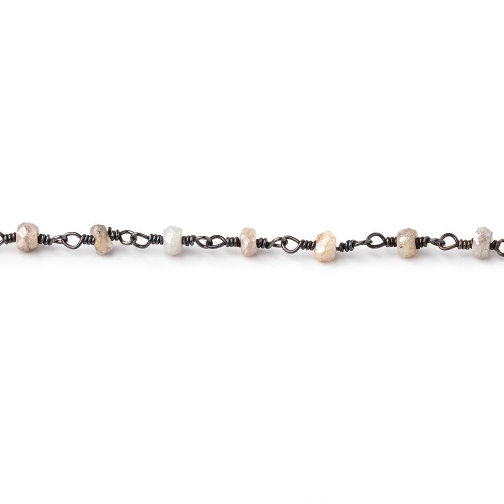 4mm Mystic White Sapphire rondelle Black Gold plated .925 Silver Chain 38 pieces (ONLINE ORDER ONLY)