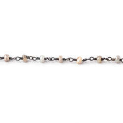 4mm Mystic White Sapphire rondelle Black Gold plated .925 Silver Chain 38 pieces (ONLINE ORDER ONLY)