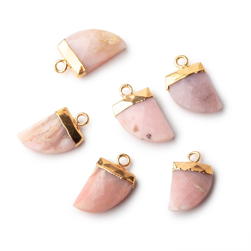 18x10mm Gold Leafed Pink Peruvian Opal Horn Pendants 1 piece (ONLINE ORDER ONLY)
