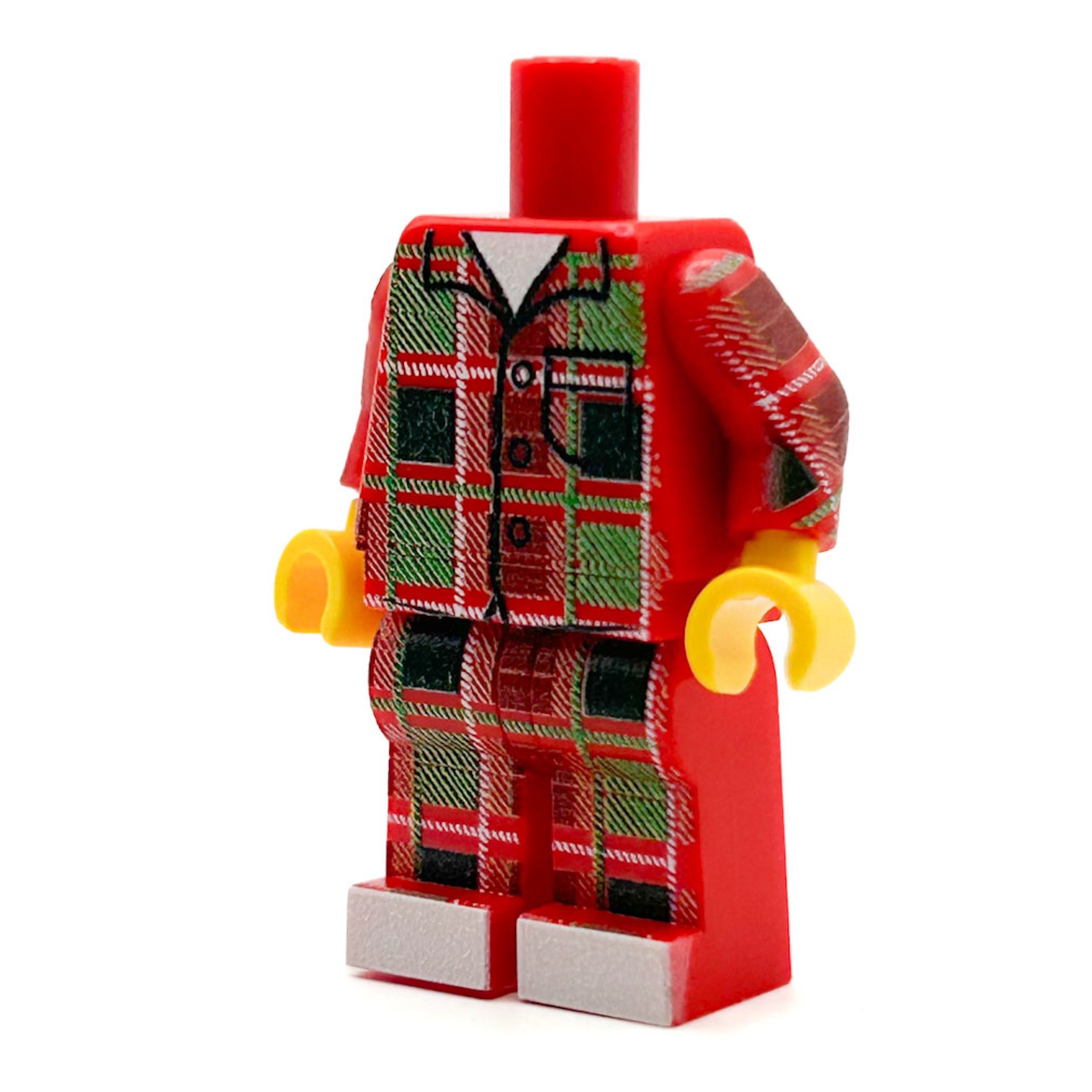 Christmas Flannel PJs Minifig Body made using LEGO parts - B3 Customs (Online Order Only)