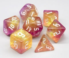 Always Go Pink-Purple/Yellow 7-Dice Set RPG DND (Online Only)