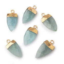19x10mm Gold Leafed Aquamarine faceted Point Pendant 1 piece (ONLINE ORDER ONLY)