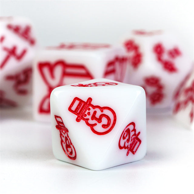White Christmas Dice w/Red Presents Trees Snowman Holiday Festive (Online Only)