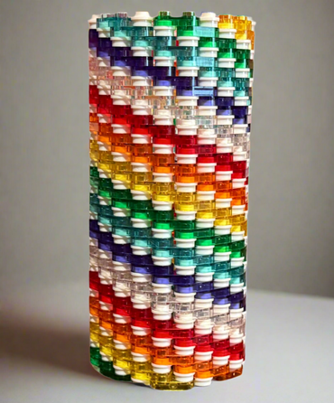 Semi-Transparent Rainbow Skinny Modular Vase – Built with LEGO®-Compatible Bricks (ONLINE ORDER ONLY)