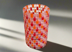 Clear, Red, and Orange Modular Vase – Built with LEGO®-Compatible Bricks (ONLINE ORDER ONLY)