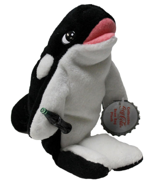 1998 Coke Cola Bean Bag Plush Style #0137 Whale with Coca-Cola Bottle