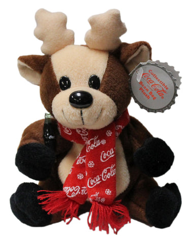 1998 Coke Cola Bean Bag Plush Style #0142 Reindeer in Coca-Cola Snowflake Scarf