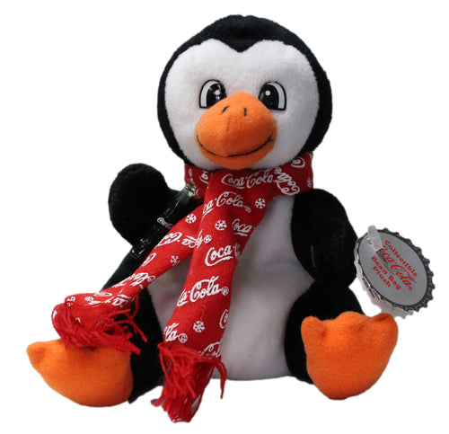 1998 Coke Cola Bean Bag Plush Style #0155 Penguin in Coca-Cola Snowflake Scarf