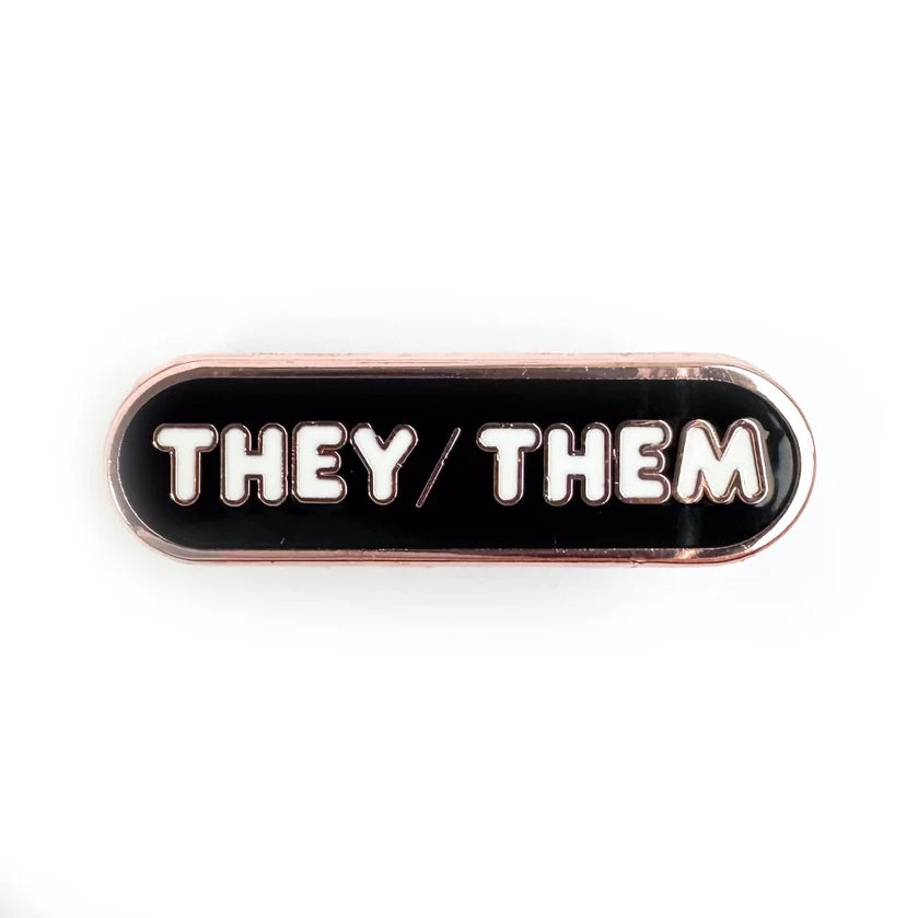 Pride Pals Pronoun Enamel Pin - They/Them (Black) (ONLINE ORDER ONLY)