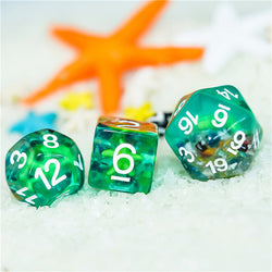 Sea Green Starfish Dice 7-Dice Set Resin Dungeons and Dragons Dice (Online Only)