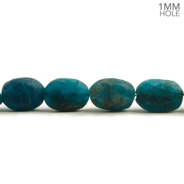 8x7-10x8mm Frosted Neon Blue Apatite plain oval beads 7.5 inch 18 pieces 1mm Large Hole (ONLINE ORDER ONLY)