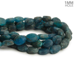 8x7-10x8mm Frosted Neon Blue Apatite plain oval beads 7.5 inch 18 pieces 1mm Large Hole (ONLINE ORDER ONLY)