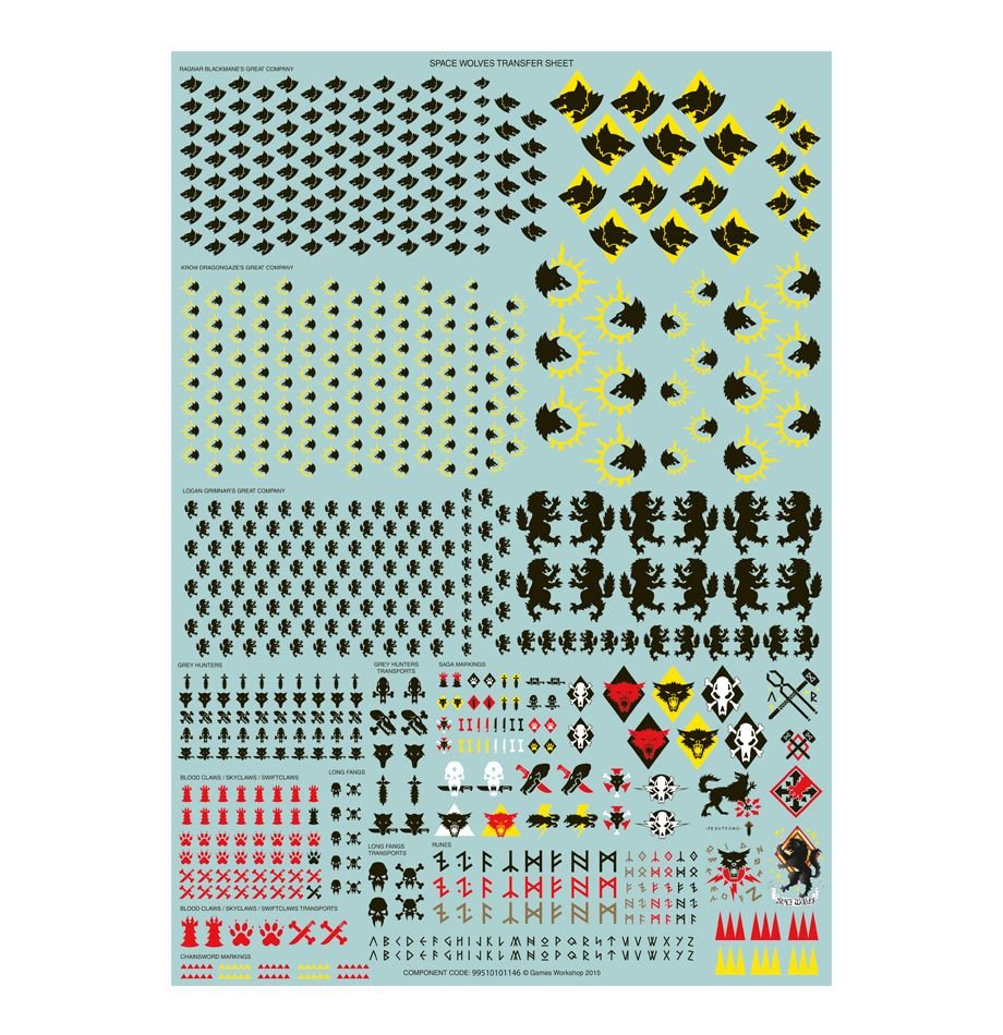 Warhammer 40K: Space Wolves - Transfer Sheet (ONLINE ORDER ONLY)