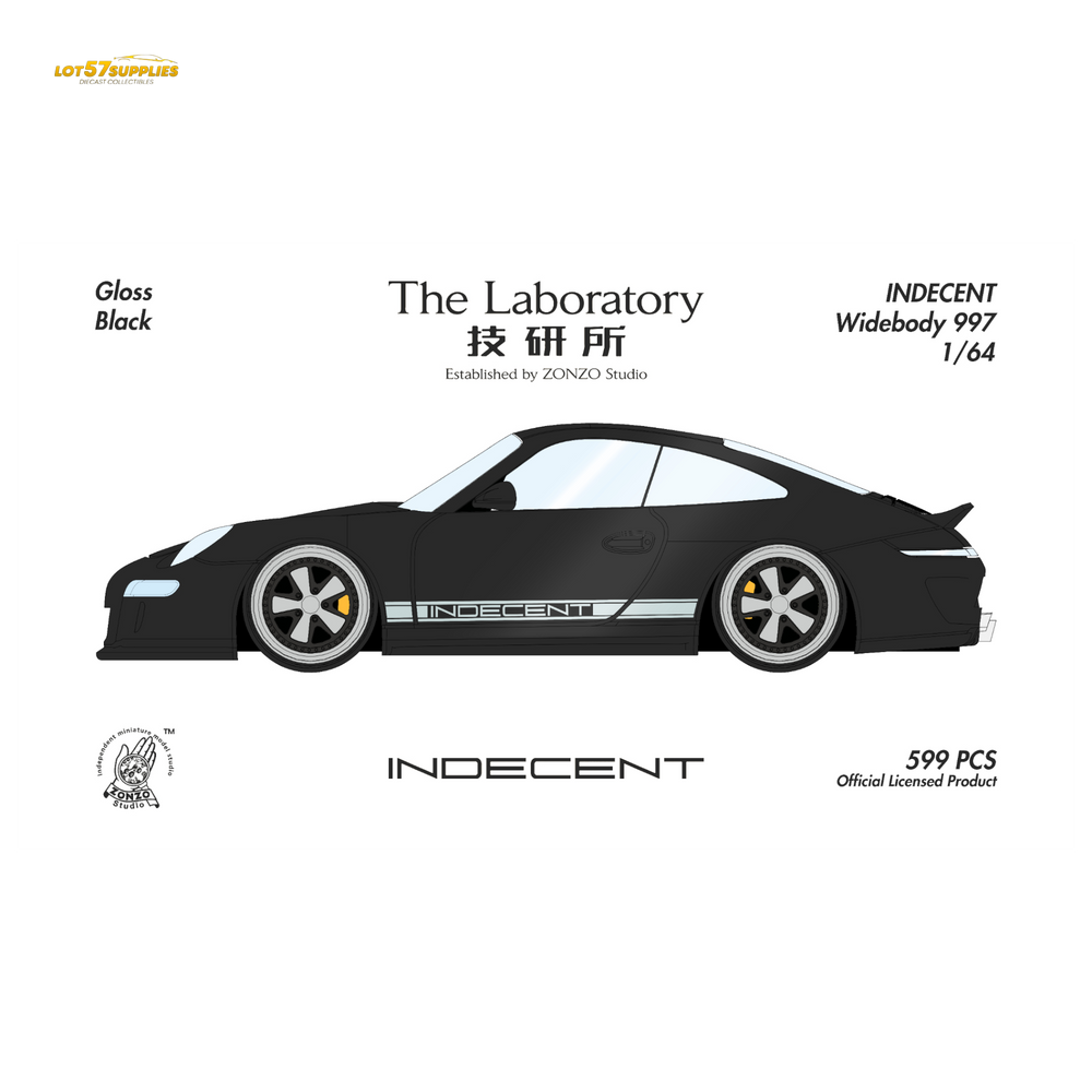 (Pre-Order) The Laboratory x ZONZO Porsche 997 Indecent - Gloss Black 1:64 (ONLINE ORDER ONLY)