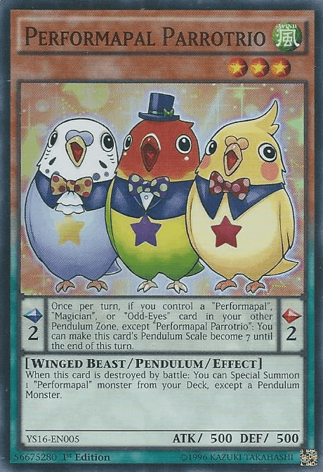 Performapal Parrotrio [YS16-EN005] Super Rare (ONLINE ORDER ONLY)