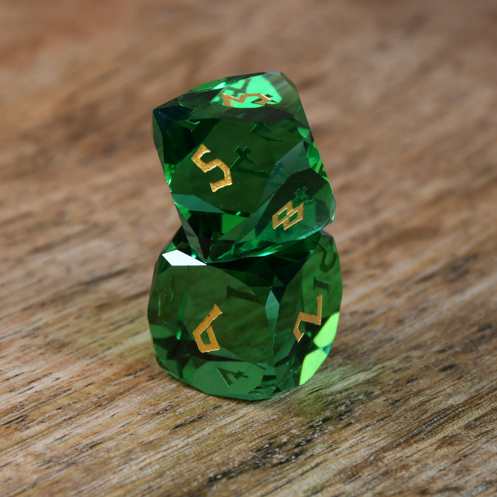 Emerald Multifaceted Glass Dice Set (ONLINE ORDER ONLY)