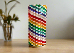 Semi-Transparent Rainbow Skinny Modular Vase – Built with LEGO®-Compatible Bricks (ONLINE ORDER ONLY)