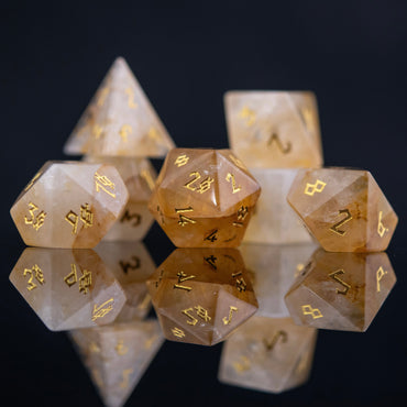 Citrine (Gold) Stone Dice Set (ONLINE ORDER ONLY)