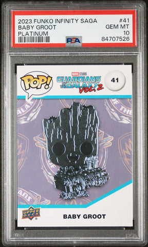2023 UPPER DECK FUNKO POP MARVEL  BABY GROOT PLATINUM #41  PSA 10 (Online Order Only)