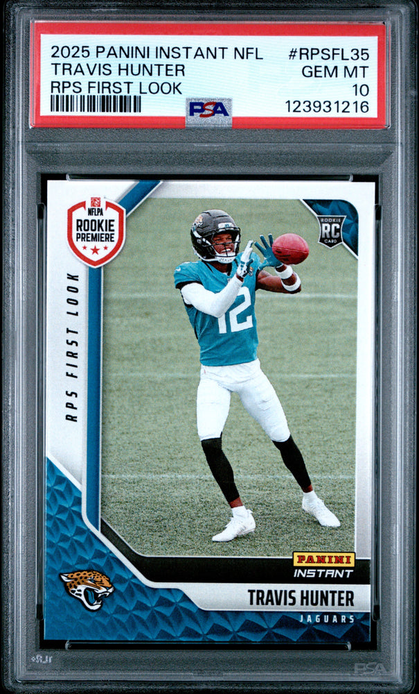 Graded 2025 Panini Instant Travis Hunter #RPSFL35 RPS First Look Rookie RC Football Card PSA 10 Gem Mint (ONLINE ORDER ONLY)