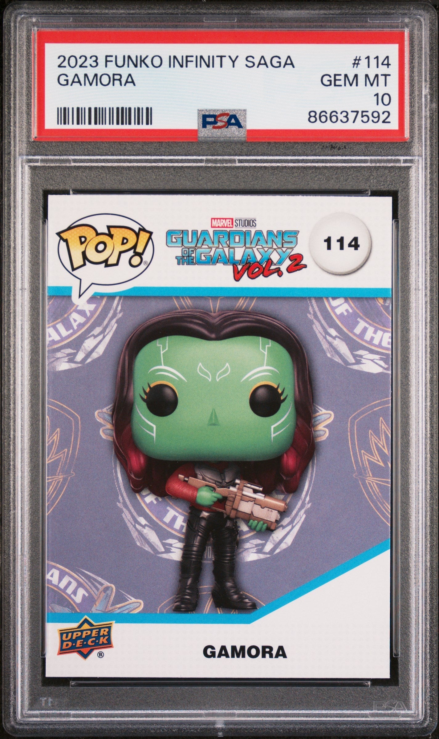 2023 UPPER DECK FUNKO POP MARVEL  GAMORA  #114  PSA 10 (Online Order Only)