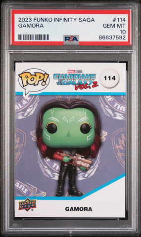 2023 UPPER DECK FUNKO POP MARVEL  GAMORA  #114  PSA 10 (Online Order Only)