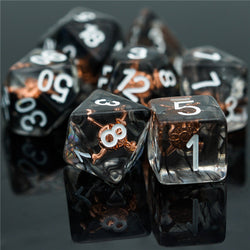 Fighter (Shield) Clear Dice w/ Golden Shield7-Dice Set Rpg (Online Only)