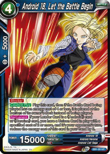 Android 18, Let the Battle Begin (EB1-20) [Battle Evolution Booster] (ONLINE ORDER ONLY)