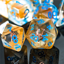 Ranger (Arrow) Clear Dice Blue w/ Golden Arrow 7-Dice Set Rpg (Online Only)