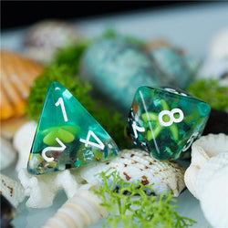 Sea Green Starfish Dice 7-Dice Set Resin Dungeons and Dragons Dice (Online Only)
