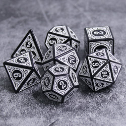 White Magic Flame 7-Dice Set DND RPG Dice Black w/Color Fill (Online Only)