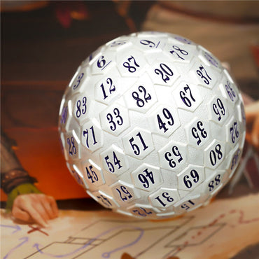 Silver Metal d100 w/ Purple Numbers Dungeons and Dragons RPG (Online Only)