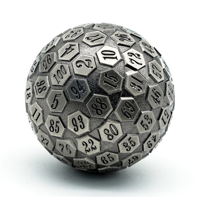 Silver Plated Ancient Metal d100 Dungeons and Dragons RPG (Online Only)