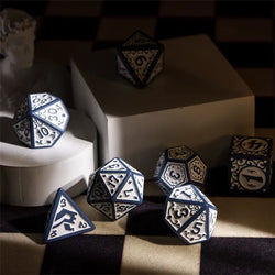 Grey with White Irregular Pattern Fill: 7-Piece Acrylic Dice Set (Online Only)