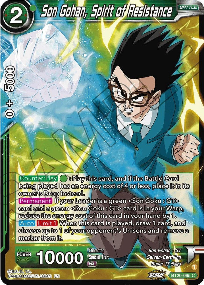 Son Gohan, Spirit of Resistance (BT20-065) [Power Absorbed] (ONLINE ORDER ONLY)