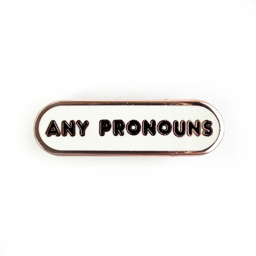 Pride Pals Pronoun Enamel Pin - Any Pronouns (White) (ONLINE ORDER ONLY)