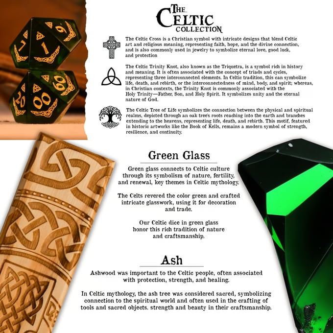 Celtic Green Glass Dice Set - Dice Around the World Collection (ONLINE ORDER ONLY)
