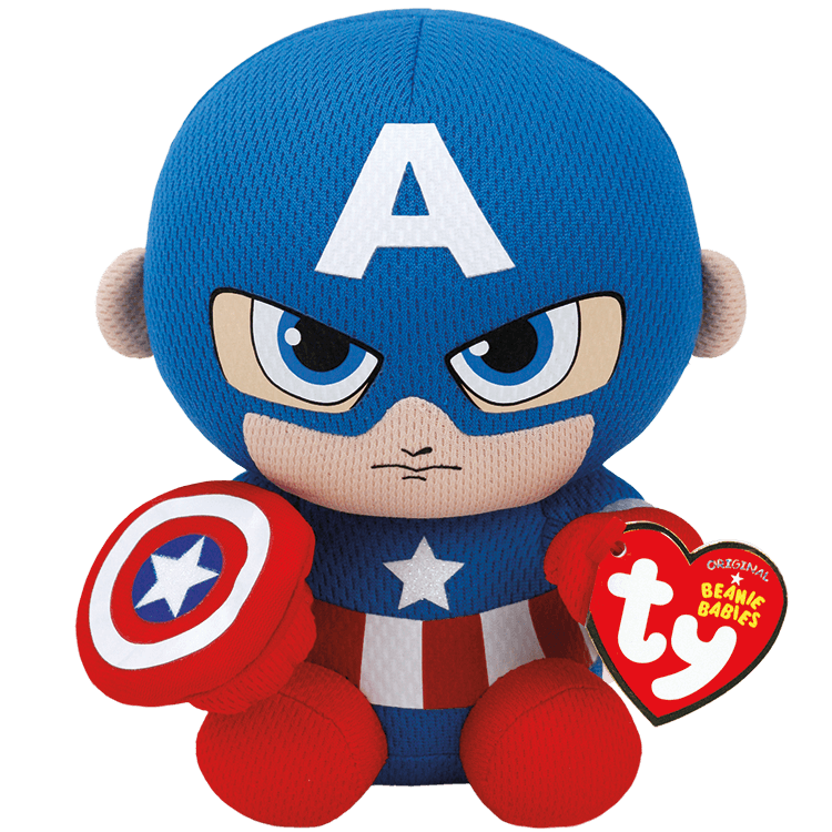 Ty Marvel Beanie Babies: Captain America (Small) (ONLINE ORDER ONLY)