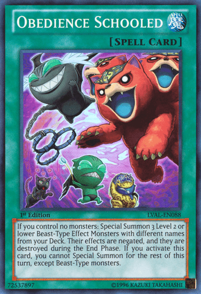 Obedience Schooled [LVAL-EN088] Super Rare (ONLINE ORDER ONLY)