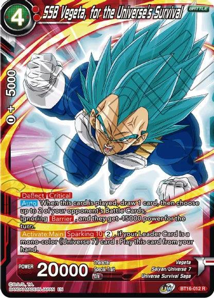 SSB Vegeta, for the Universe's Survival (BT16-012) [Realm of the Gods] (ONLINE ORDER ONLY)