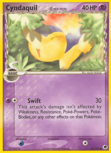 Cyndaquil (45/101) (Delta Species) [EX: Dragon Frontiers] (Online Only)