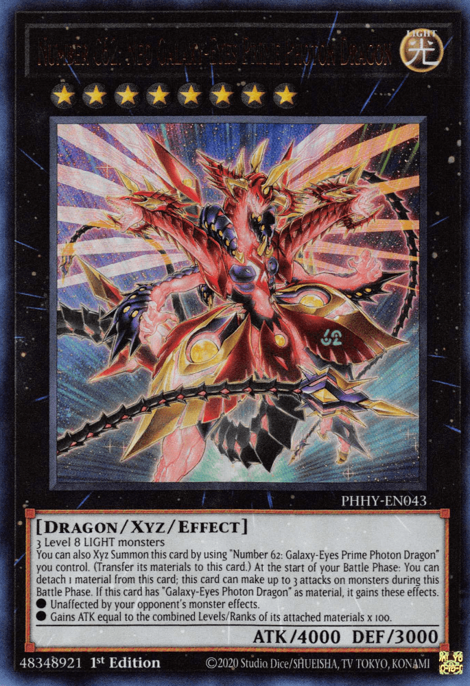 Number C62: Neo Galaxy-Eyes Prime Photon Dragon [PHHY-EN043] Ultra Rare (ONLINE ORDER ONLY)