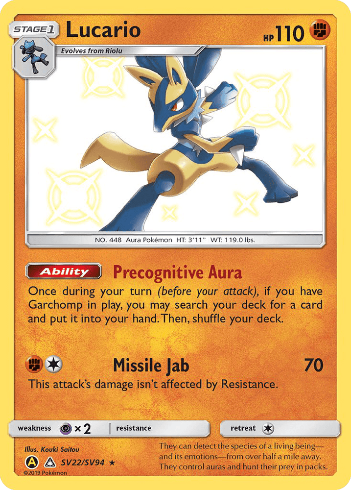Lucario (SV22/SV94) [Sun & Moon: Hidden Fates - Shiny Vault] (Online Only)