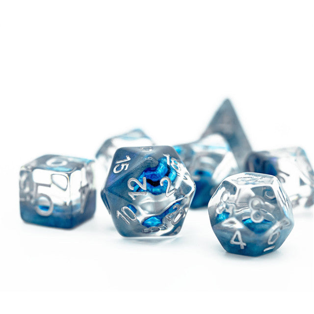 Blue Demon Eye Dragon Eye Dice 7-Dice Set Resin Dungeons and Dragons Dice (Online Only)