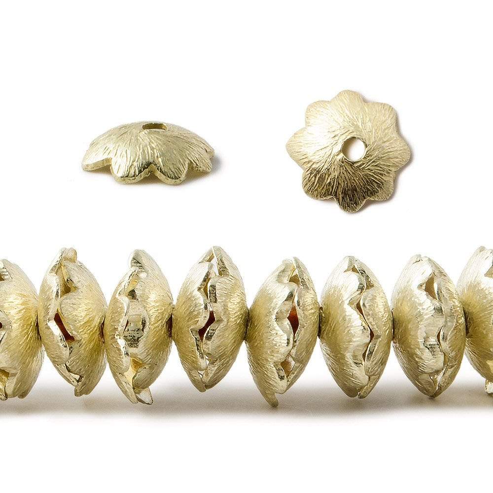 9mm 14kt Gold Plated Copper Bead Cap Scalloped Edge Brushed Flower 8 inch 82 pieces (ONLINE ORDER ONLY)