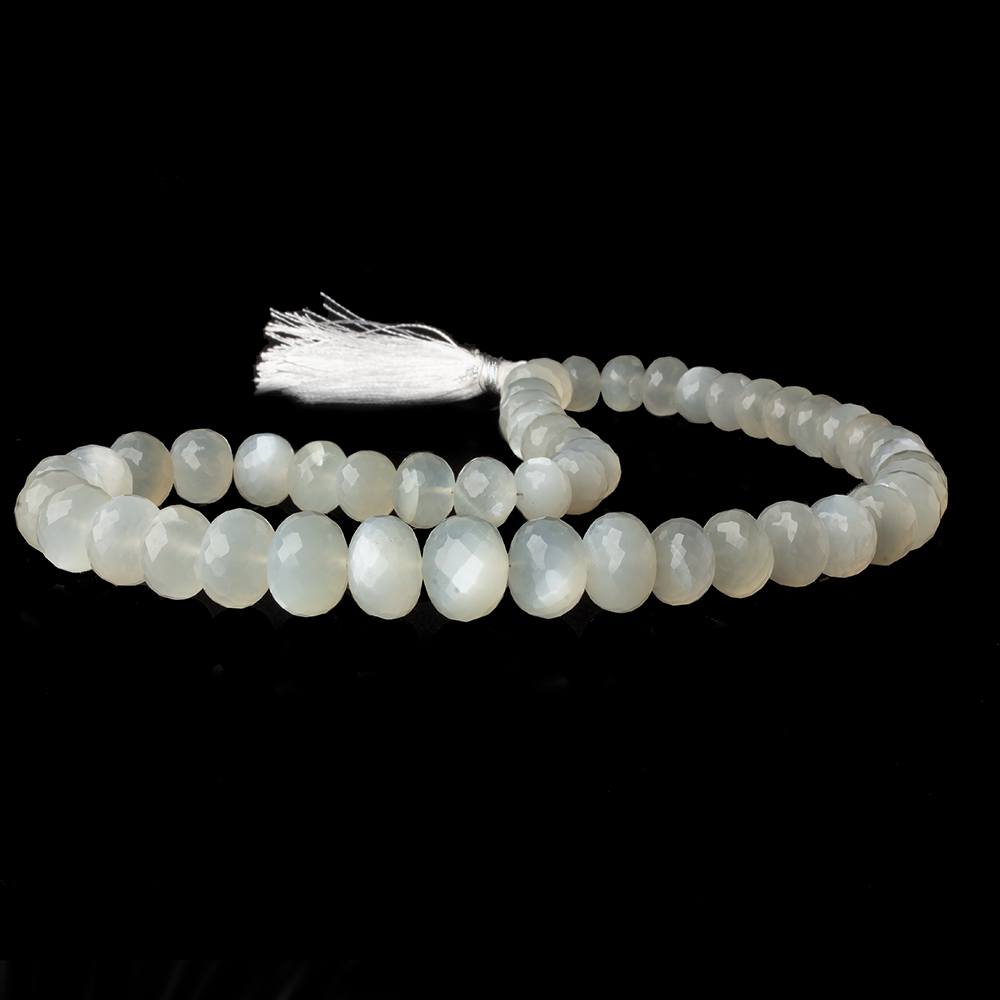 9mm - 14mm White Moonstone faceted rondelles 16 inch 48 beads A (ONLINE ORDER ONLY)